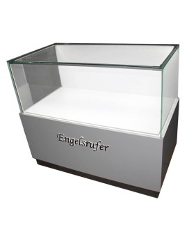 Diseño de mostrador de joyería de vidrio de madera blanca